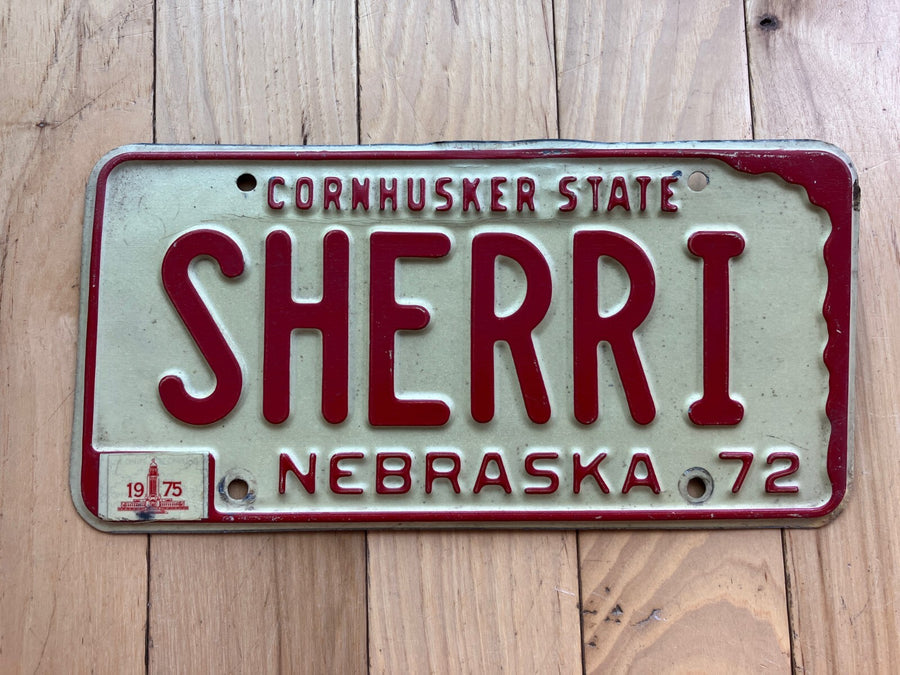 1972 Nebraska Vanity License Plate - SHERRI