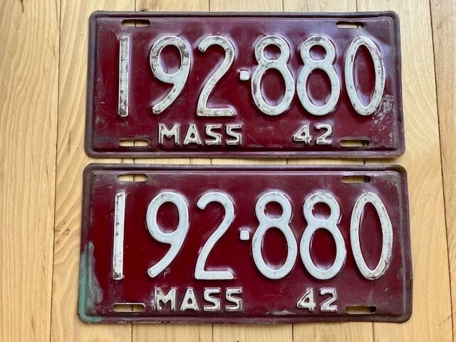 Pair of 1942 Massachusetts License Plates