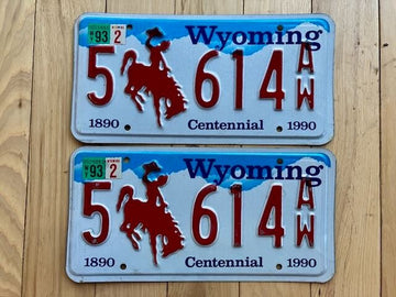 Pair of 1993 Wyoming License Plates