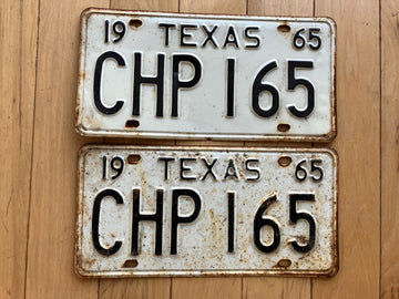 Pair of 1965 Texas License Plates - Check With DMV For YOM