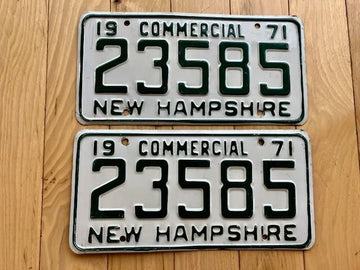1971 New Hampshire Commercial License Plate Pair