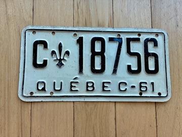 1961 Quebec License Plate