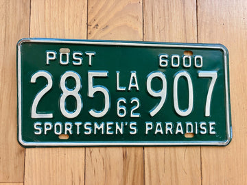 1962 Louisiana POST License Plate