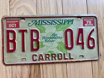 1978 Mississippi Carroll County License Plate