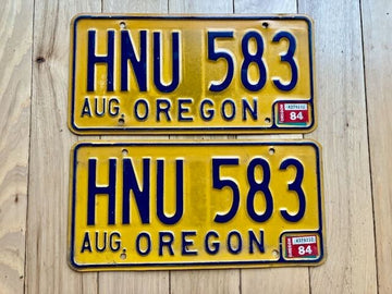 Pair of 1984 Oregon License Plates