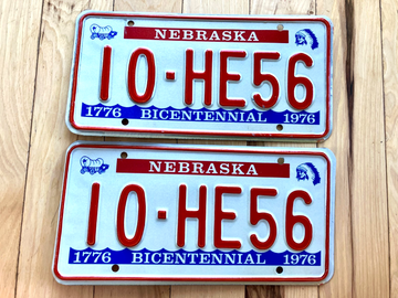 Pair Of 1976 Nebraska License Plates