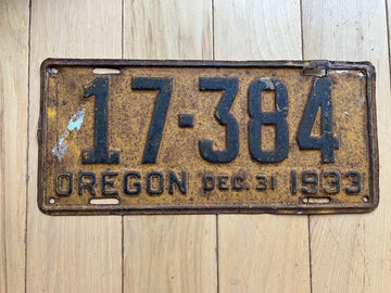 1933 Oregon License Plate