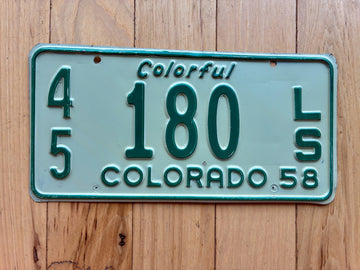 1958 Colorado Trailer License Plate