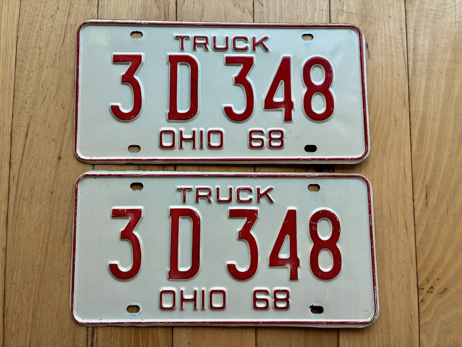 Pair of 1968 Ohio Truck License Plates