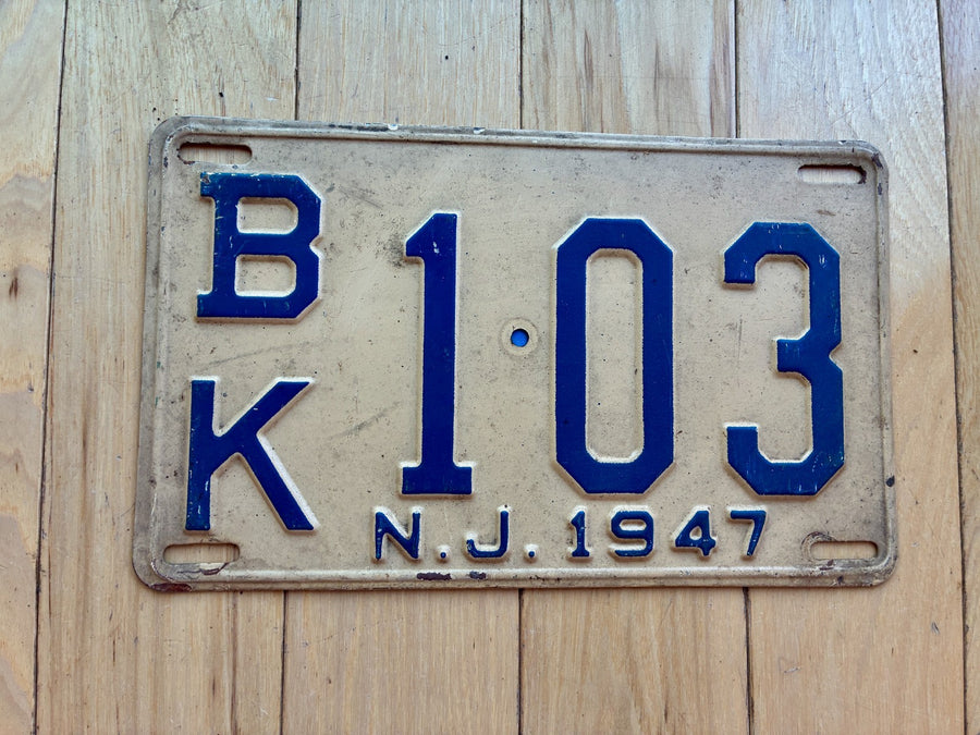 1947 New Jersey License Plate