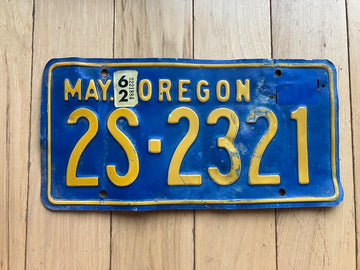 1962 Oregon License Plate