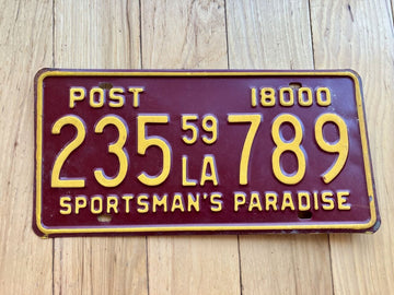 1959 Louisiana POST License Plate