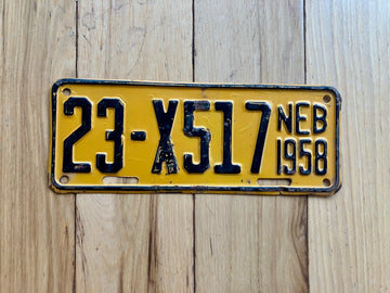1958 Nebraska Trailer License Plate
