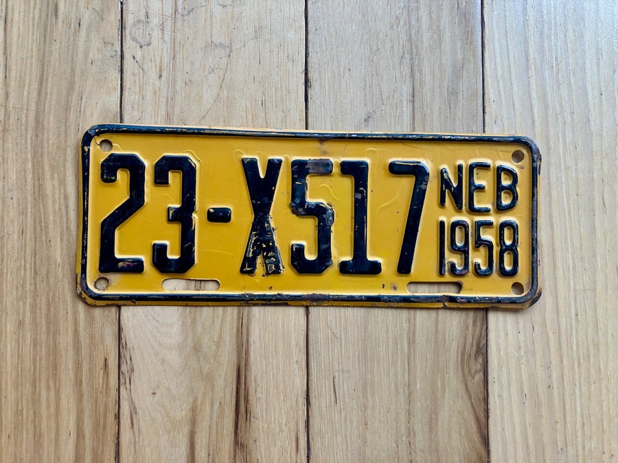 1958 Nebraska Trailer License Plate