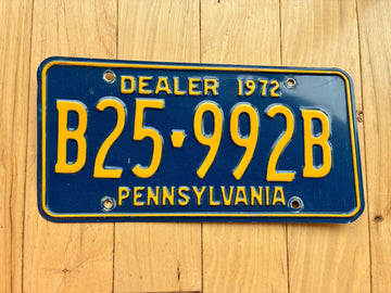 1972 Pennsylvania Dealer License Plate