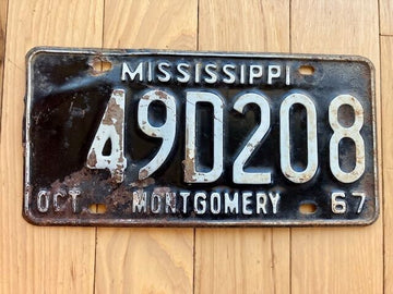 1967 Mississippi Montgomery County License Plate