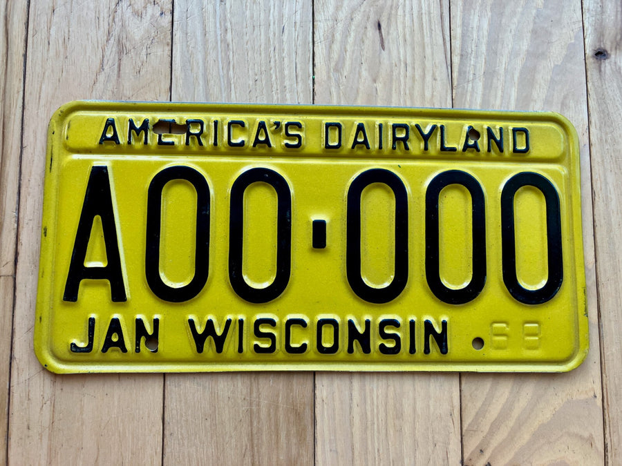 1968 Wisconsin Sample License Plate