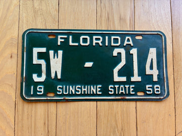 1958 Florida License Plate - Not YOM Clear