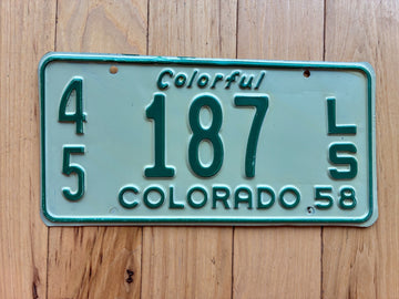 1958 Colorado Trailer License Plate