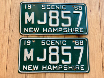 Pair of 1968 New Hampshire License Plates