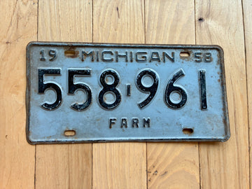 1958 Michigan Farm License Plate