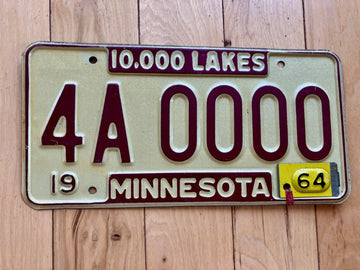 1964 Minnesota Sample License Plate