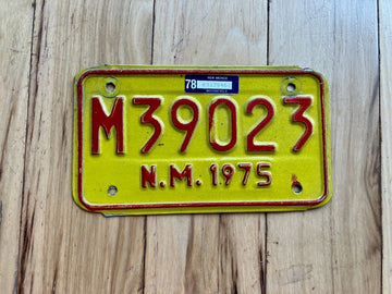 1975 New Mexico Motorcycle License Plate W/1978 Tabs