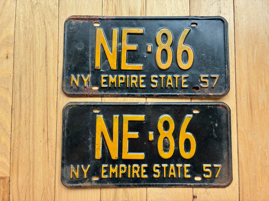 Pair of 1957 New York License Plates