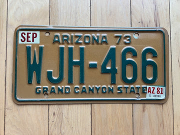1973 Arizona License Plate W/ 1981 Tabs - MVD YOM Clear