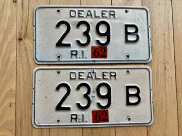 Pair Of 1962 Rhode Island Dealer License Plates