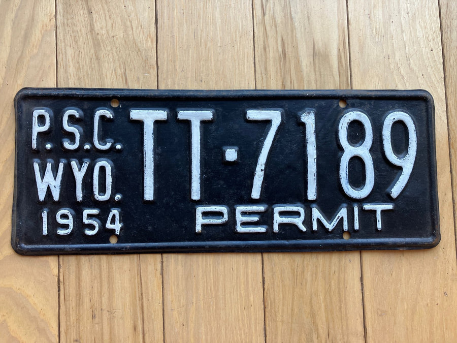 1954 Wyoming PSC Permit License Plate - Possibly Repainted