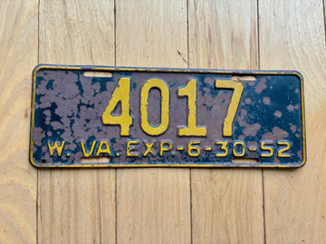 1952 West Virginia License Plate