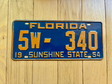 1954 Florida License Plate - Not YOM Clear