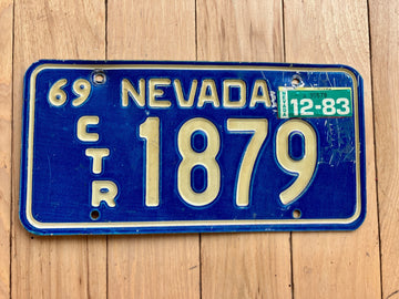 1969 Nevada Trailer License Plate W/ 1983 Tab