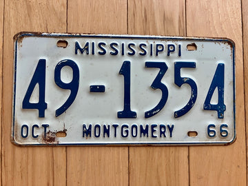 1966 Mississippi Montgomery County License Plate