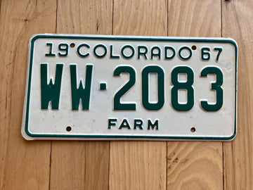 1967 Colorado Farm License Plate