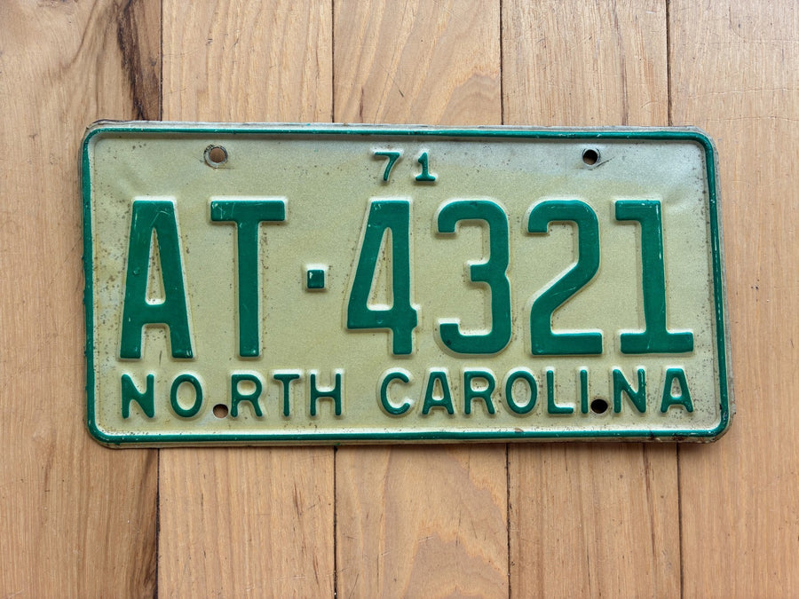1971 North Carolina License Plate