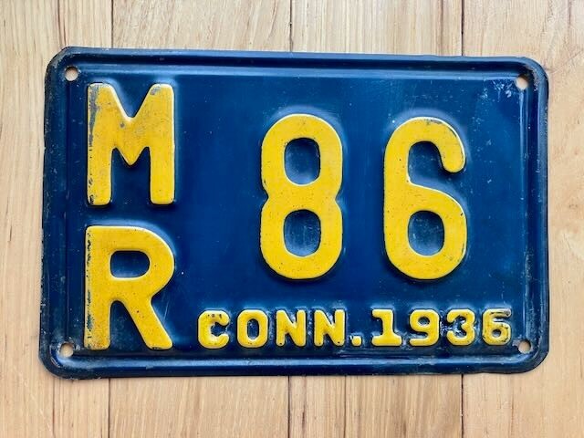 1936 Connecticut License Plate -Low Number 86