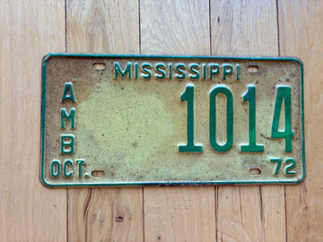 1972 Mississippi Ambulance License Plate