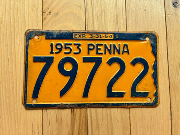 1953 1954 Pennsylvania License Plate