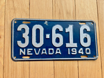 1940 Nevada License Plate