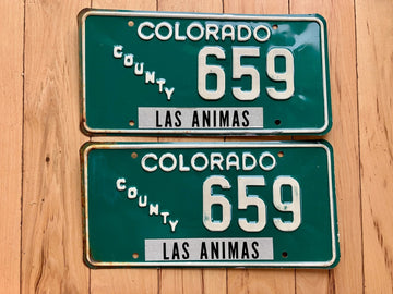 Pair of 1977 Las Animas County Colorado License Plates