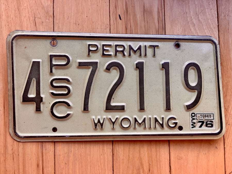1976 Wyoming Permit PSC License Plate
