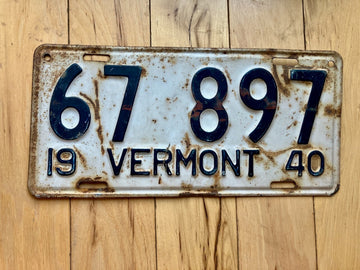 1940 Vermont License Plate