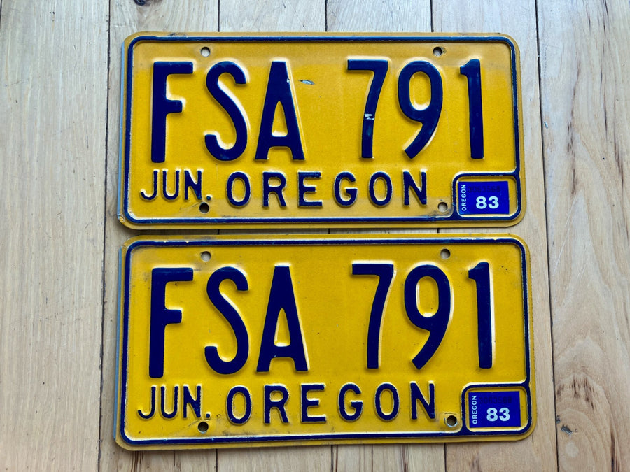 Pair of 1983 Oregon License Plates