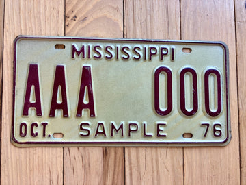 1976 Mississippi Sample License Plate