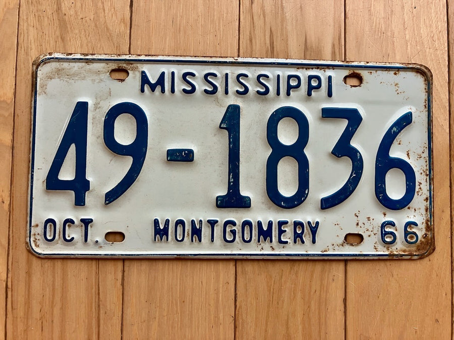 1966 Mississippi Montgomery County License Plate