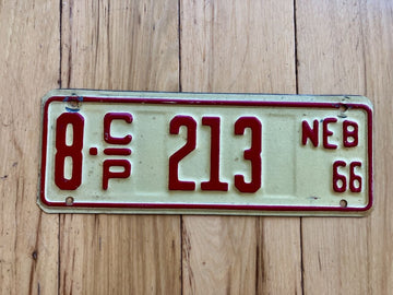 1966 Nebraska Cabin Permit License Plate