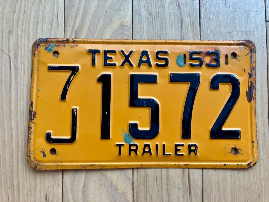 1953 Texas Trailer License Plates