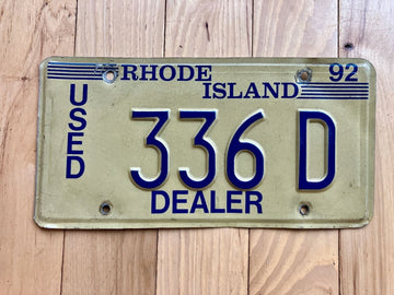 1992 Rhode Island Dealer License Plate